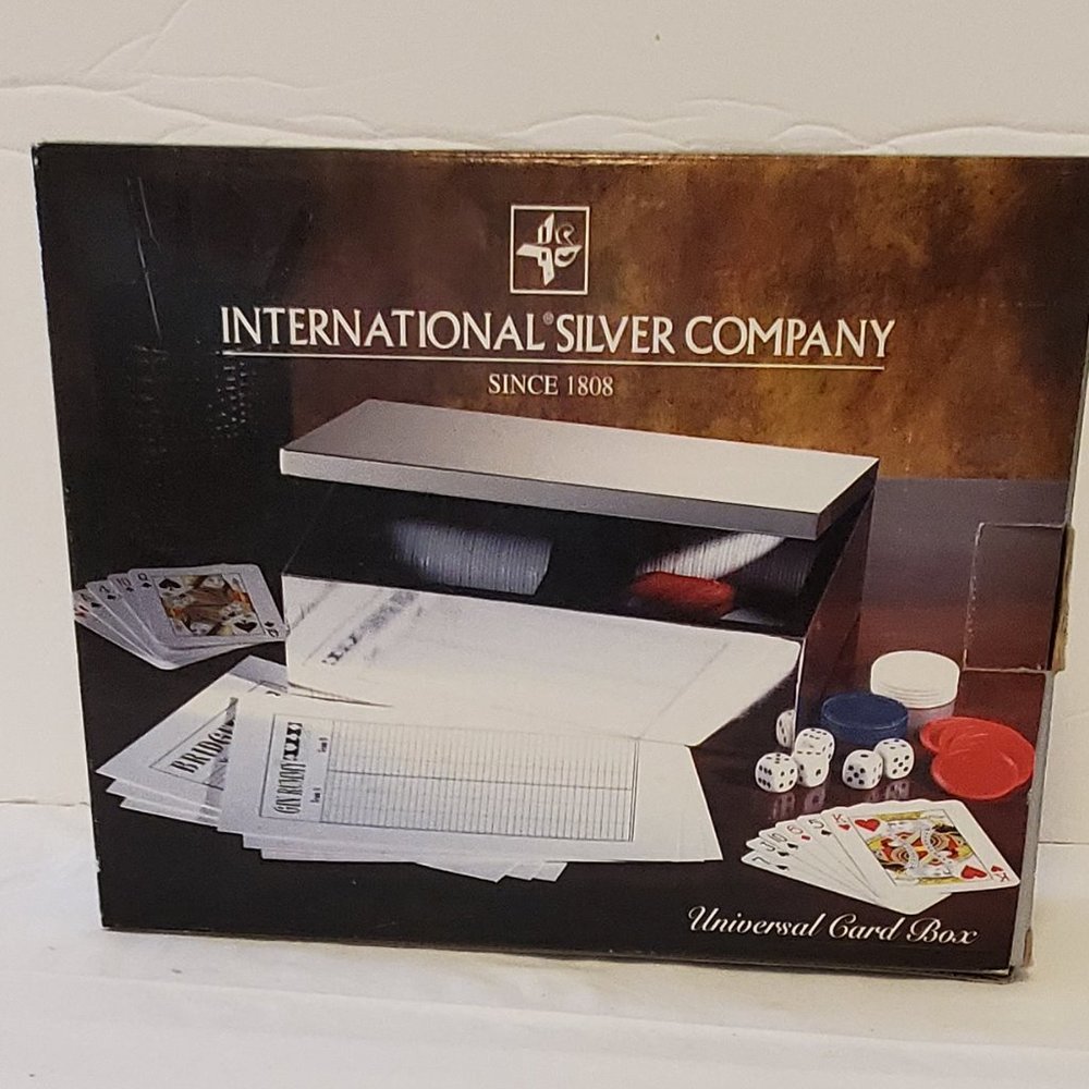 Silver Card Game Box with Card Asseories